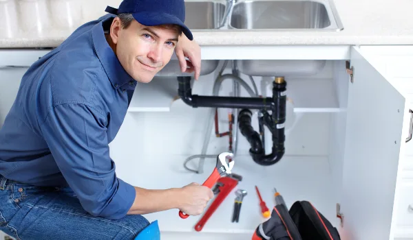 a plumbing technician with a tool belt from Emergency Plumber Grand Prairie in Grand Prairie, TX - Commercial Plumbing Services